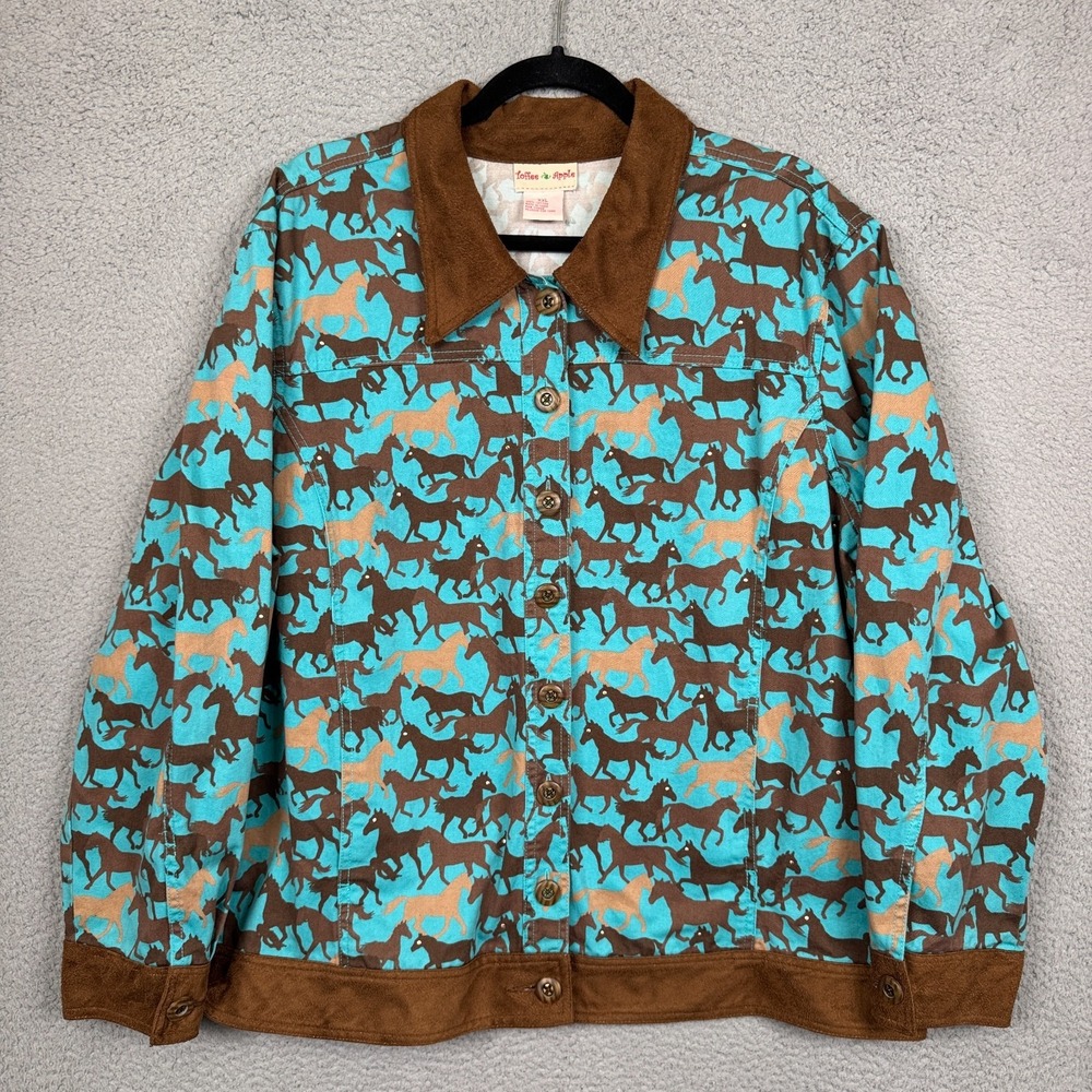 Toffee Apple Coat Womens XXL Blue Brown Horse Girl Equestrian Chore Barn‎ Work